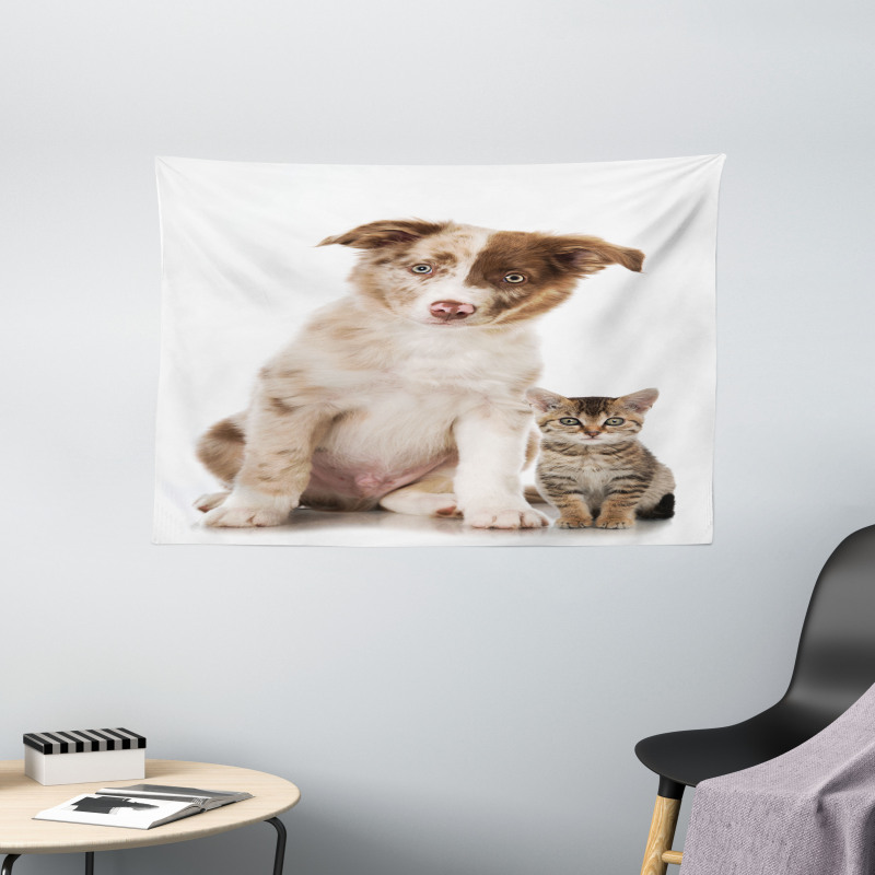 Border Collie Puppy Wide Tapestry