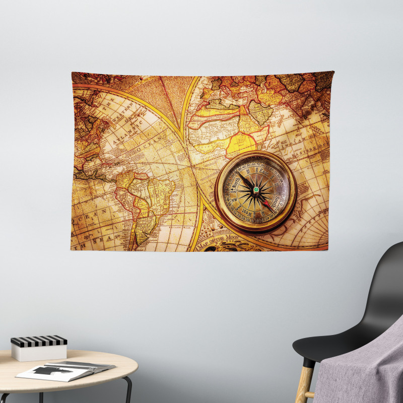 Old World Map Wide Tapestry