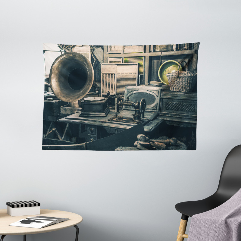 Old Store Gramophone Wide Tapestry