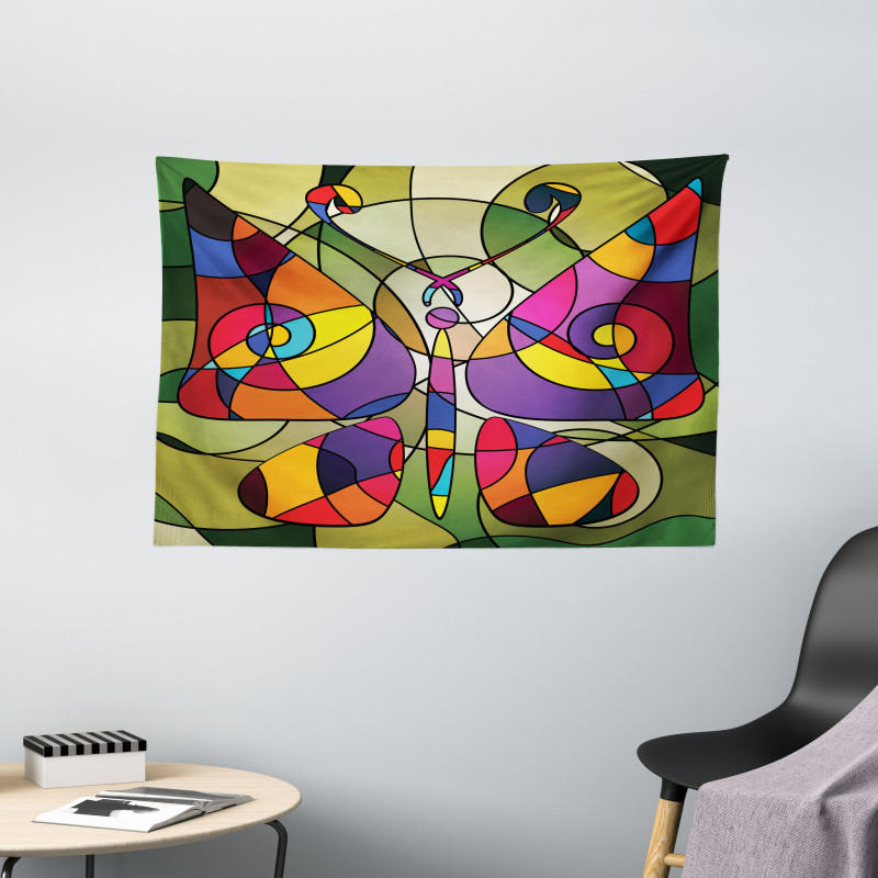 Abstract Butterfly Art Wide Tapestry