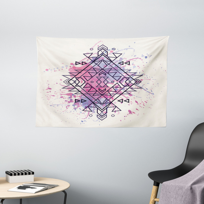 Motif Grunge Splashes Wide Tapestry