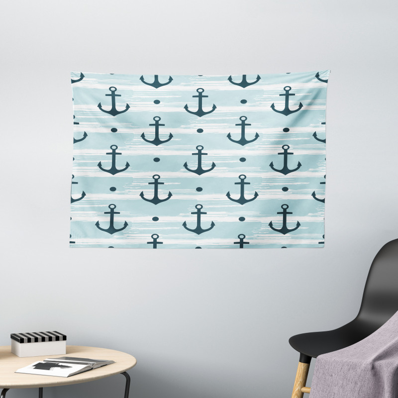 Pattern with Anchors Wide Tapestry