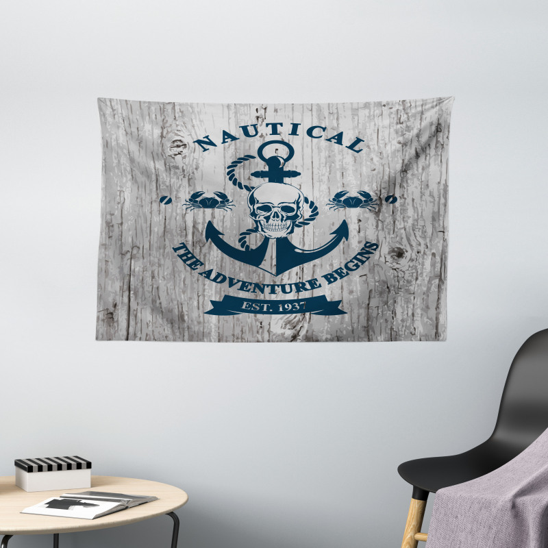 Anchor Skull Rope Sea Wide Tapestry