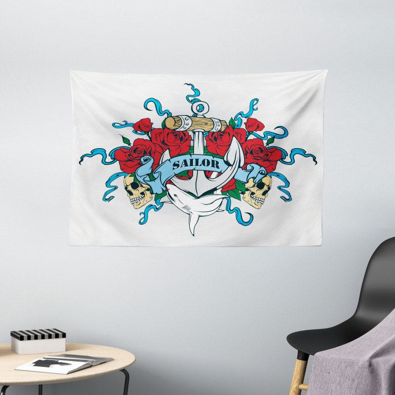 Anchor Bones Skeleton Wide Tapestry