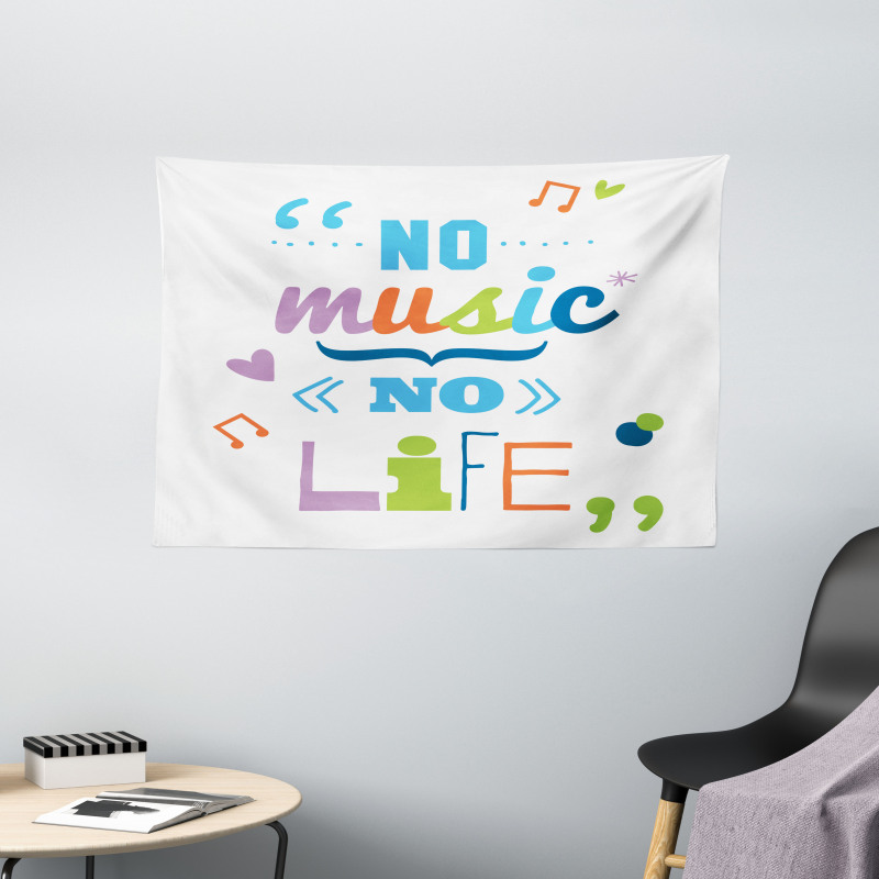 No Music, No Life Slogan Wide Tapestry