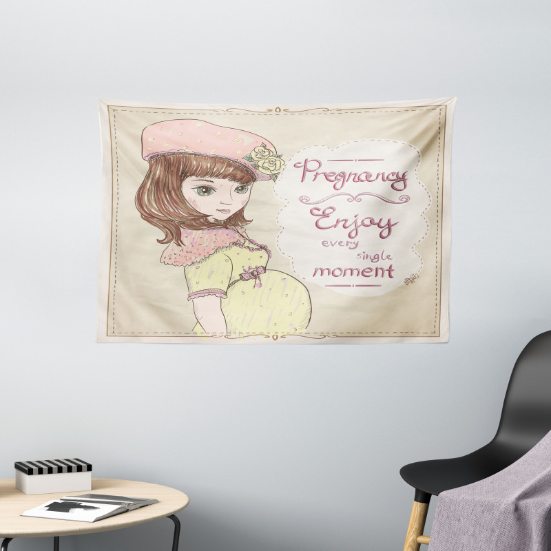 Pregnancy Themed Slogan Wide Tapestry