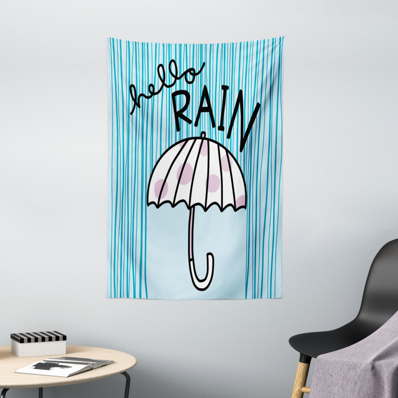 Hello Rain Wording Umbrella Tapestry