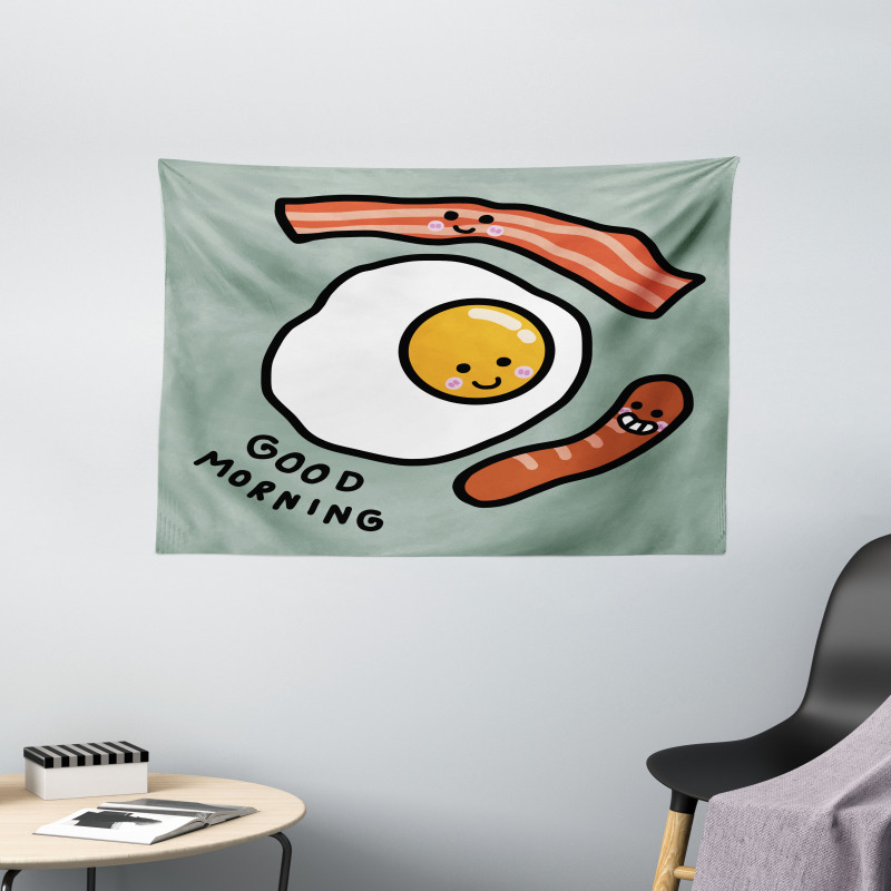 Morning Egg Sausages Wide Tapestry