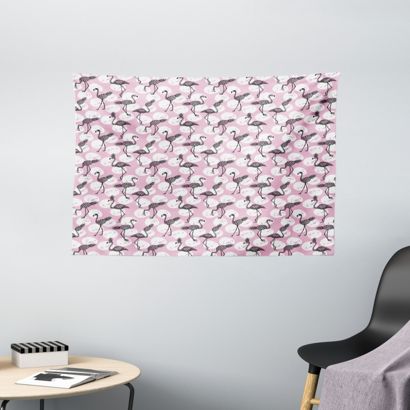 Modern Exotic Birds Wide Tapestry