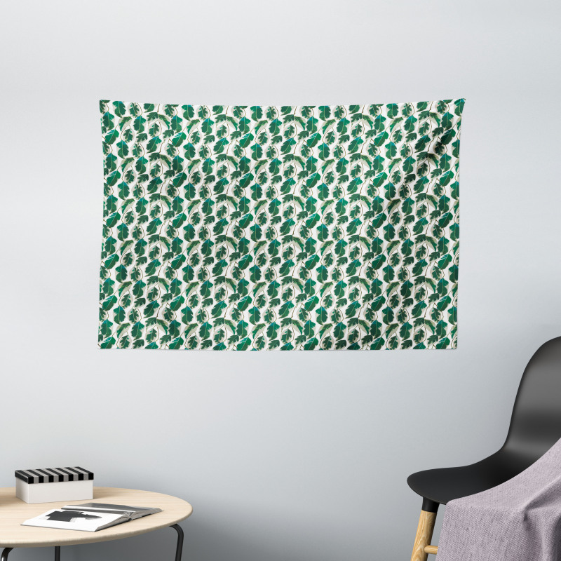 Tropic Forest Leaf Motif Wide Tapestry