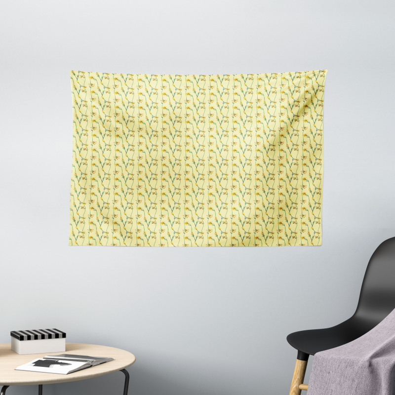 Buttercup Daffodil Branches Wide Tapestry