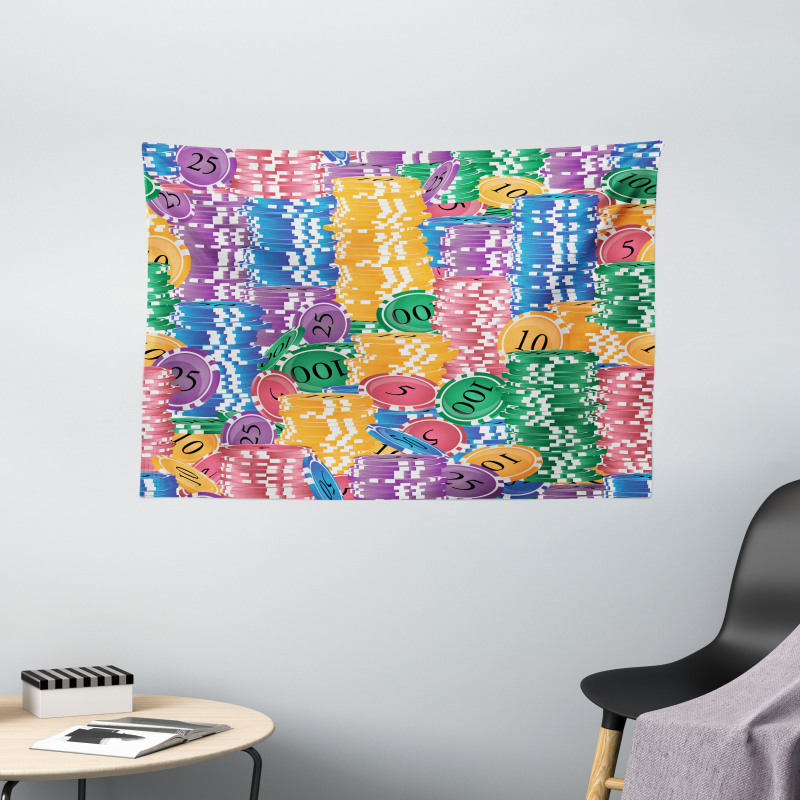 Casino Chips Luck Wide Tapestry