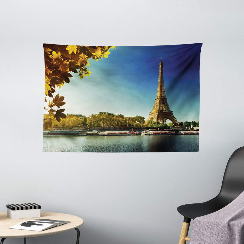 Paris with Tower Wide Tapestry