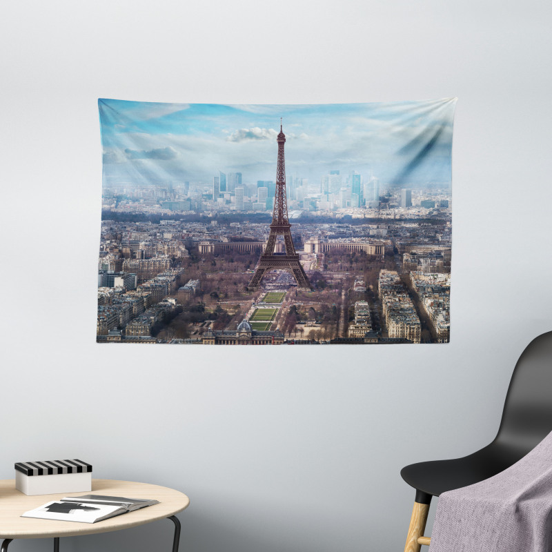 View of Eiffel Tower Wide Tapestry