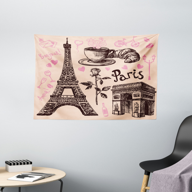 Bakery in Paris Eiffel Wide Tapestry