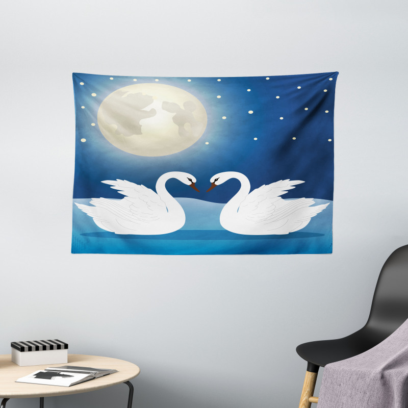 Moonlight Sky at Night Art Wide Tapestry