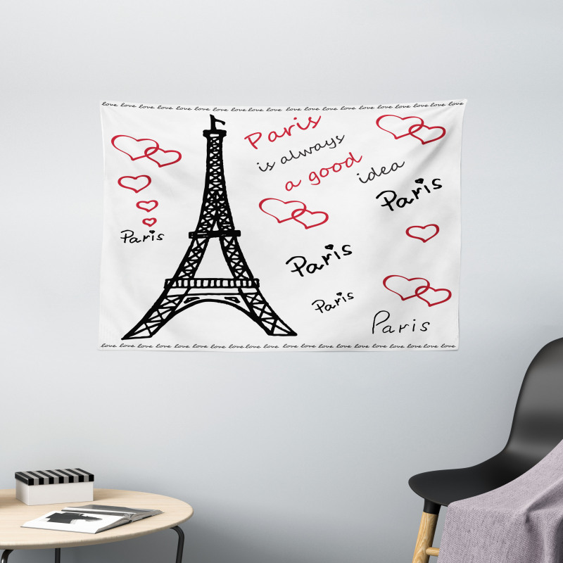 Eiffel Tower Paris Wide Tapestry