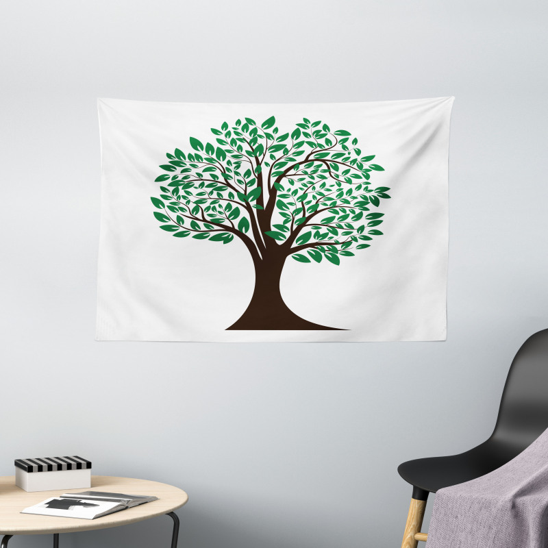 Simplistic Tree Leaves Art Wide Tapestry