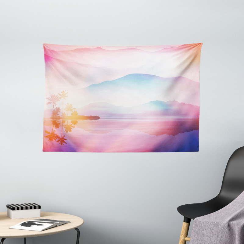 Ombre Tropical Landscape Wide Tapestry