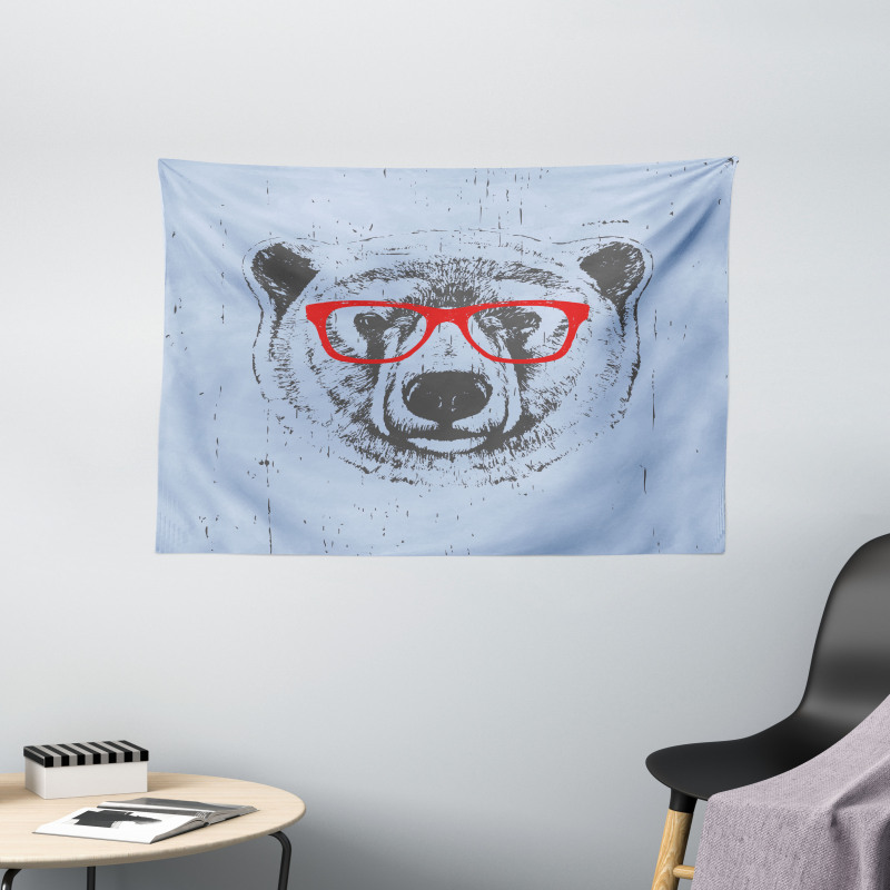 Whimsical Grunge Polar Bear Wide Tapestry