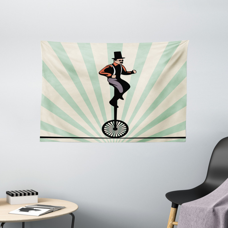 Citrus Man on Monowheel Art Wide Tapestry