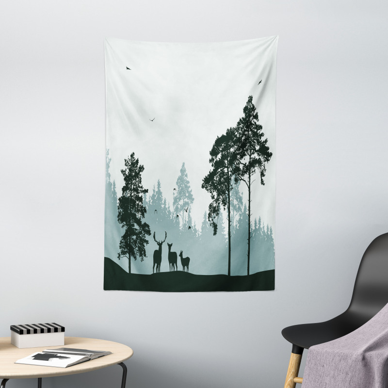 Forest Silhouette Art Tapestry