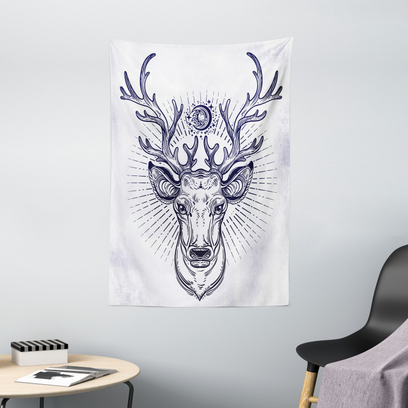 Reindeer Head Sketch Tapestry