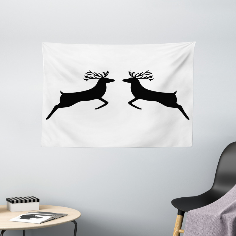 Reindeer Silhouette Wide Tapestry