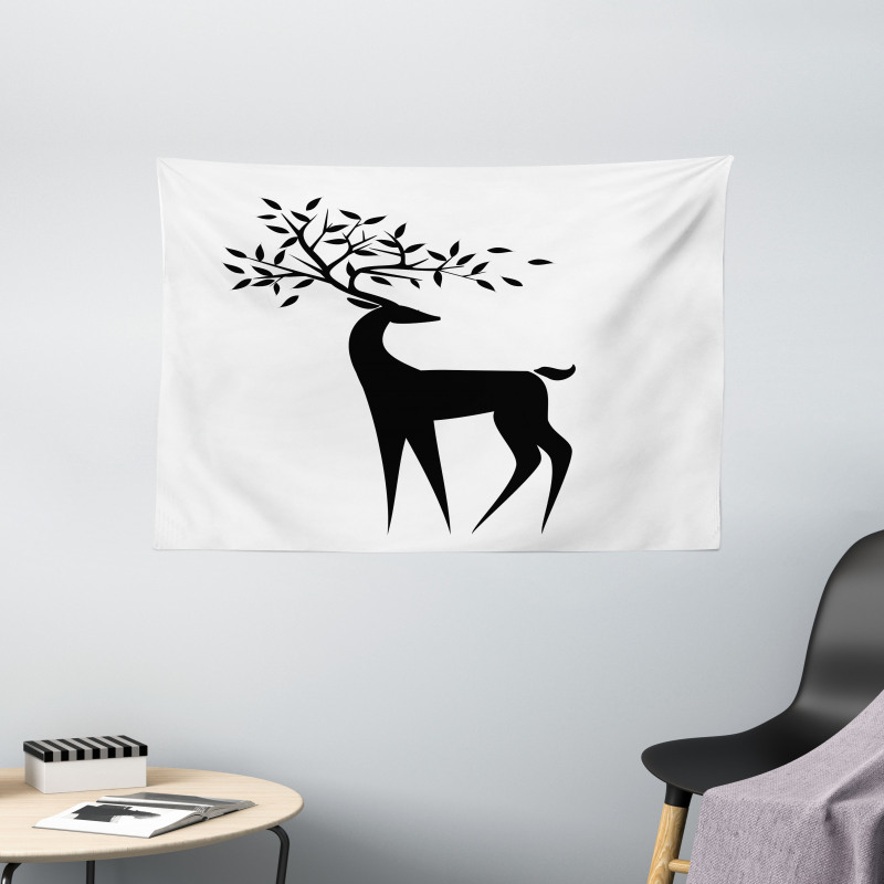 Abstract Reindeer Leaf Wide Tapestry