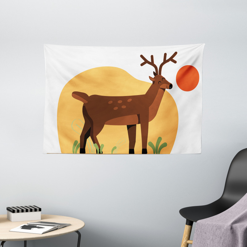 Smiling Antler Meadow Wide Tapestry