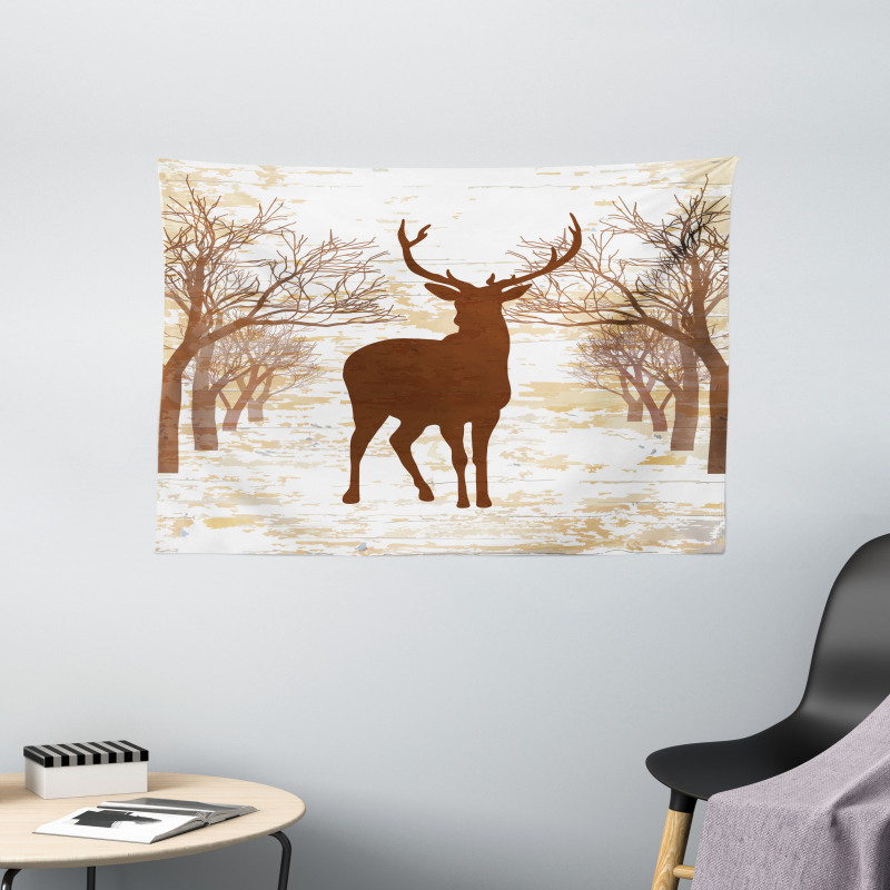 Rustic Silhouette Art Wide Tapestry