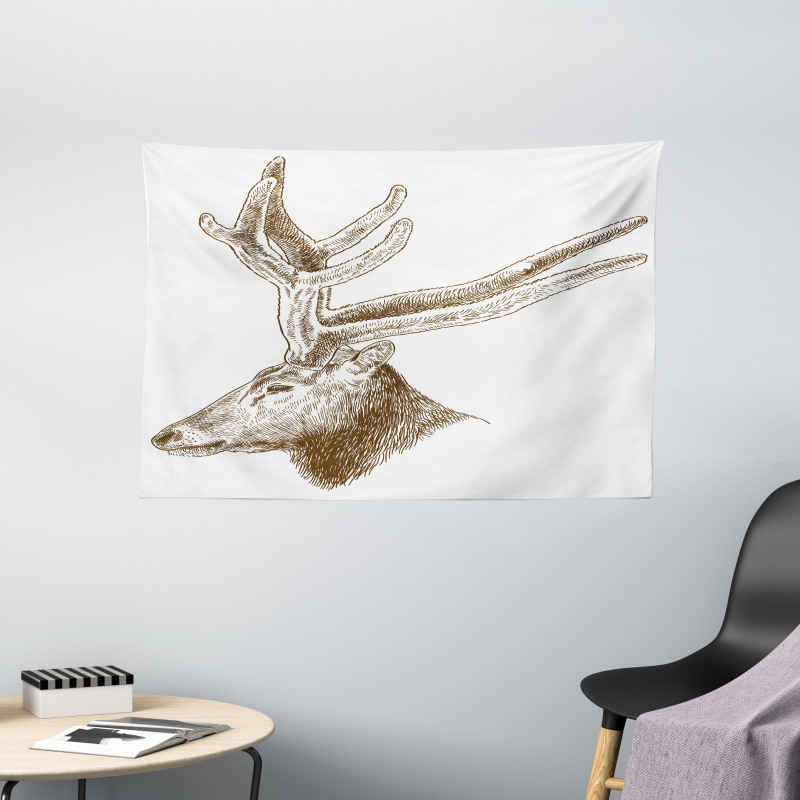 Wild Animal Engraving Wide Tapestry