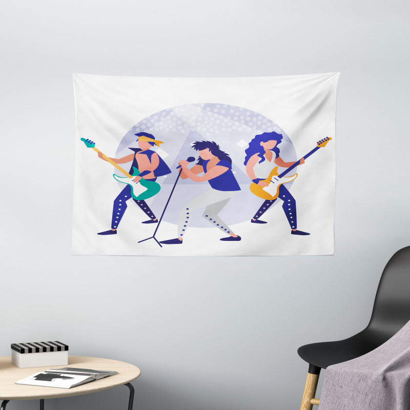 Band Playing Guitars Wide Tapestry