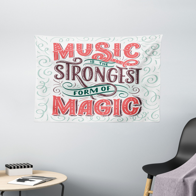 Retro Calligraphy Wide Tapestry