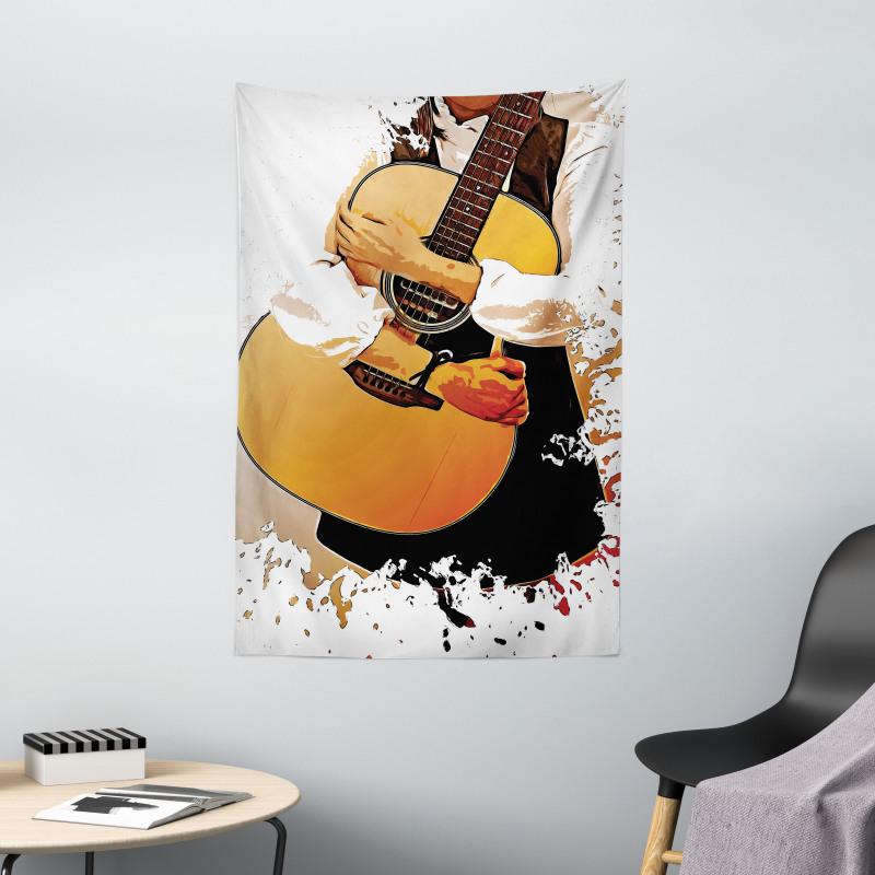 Man Holding a Guitar Tapestry