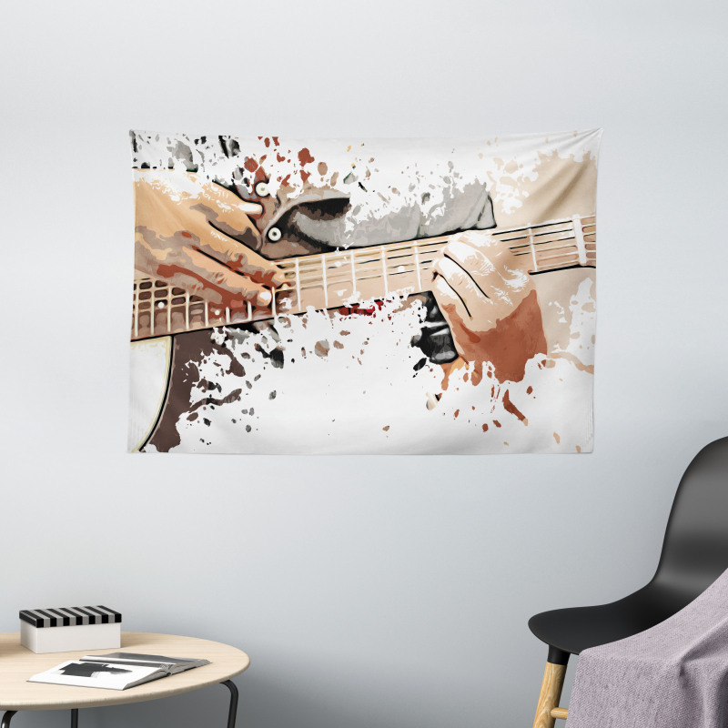 Man Playing Guitar Wide Tapestry