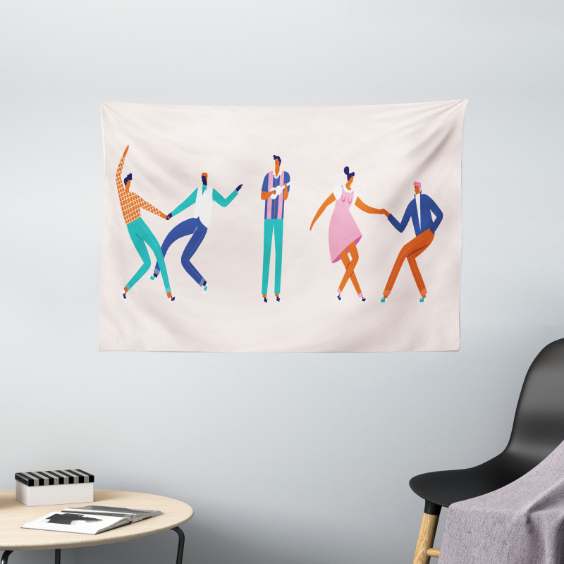 Dancing Men and Women Wide Tapestry