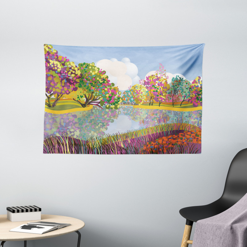 Vibrant Botany River Wide Tapestry