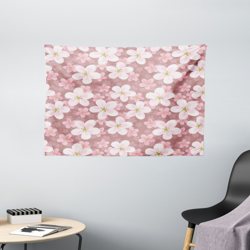 Cherry Blossoms Petal Wide Tapestry