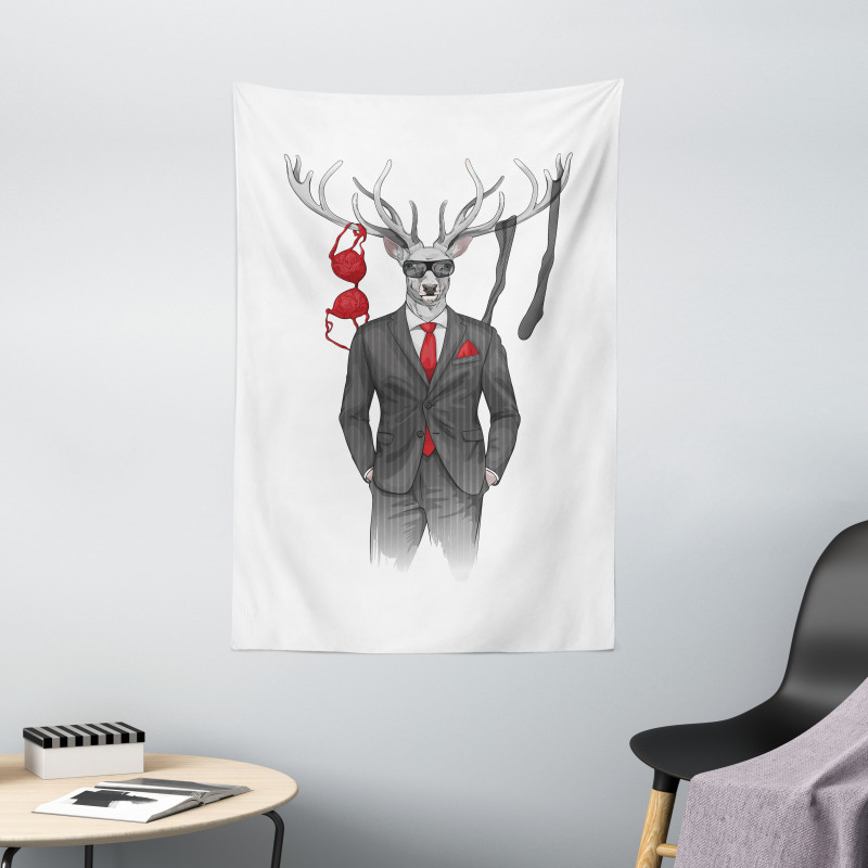 Womanizer Deer in Suit Art Tapestry