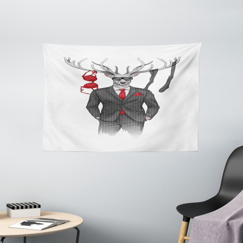 Womanizer Deer in Suit Art Wide Tapestry