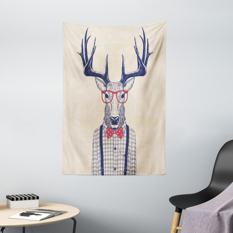 Humorous Deer with Jazz Bow Tapestry