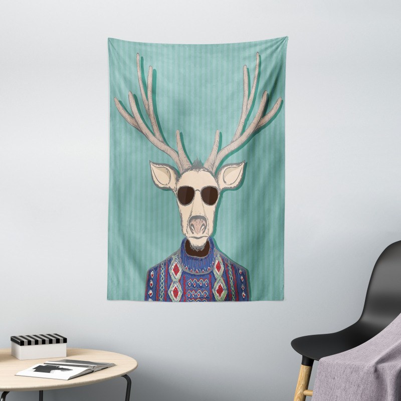 Deer with Colorful Sweater Tapestry