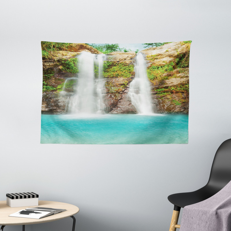 Waterfall in Rainforest Wide Tapestry