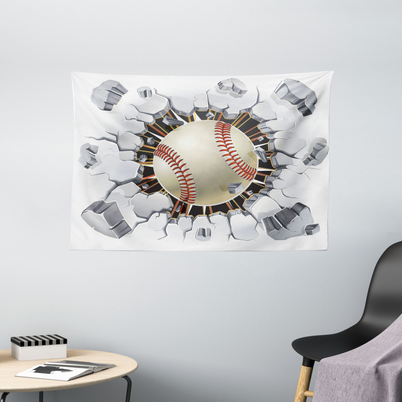 Baseball Wall Concrete Wide Tapestry