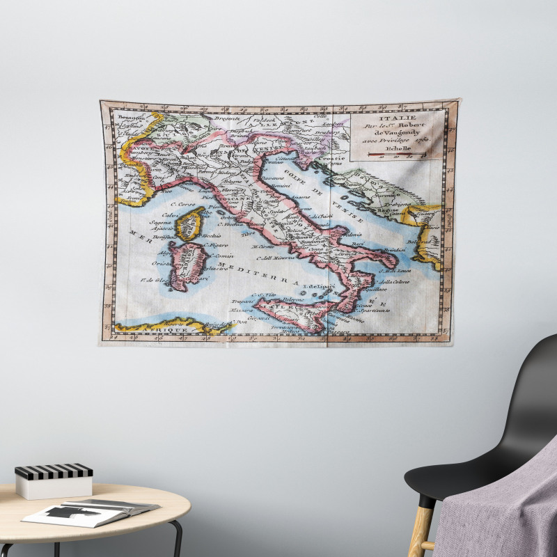 Old Italy Map Wide Tapestry