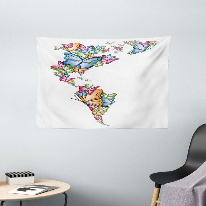 America World Love Map Wide Tapestry