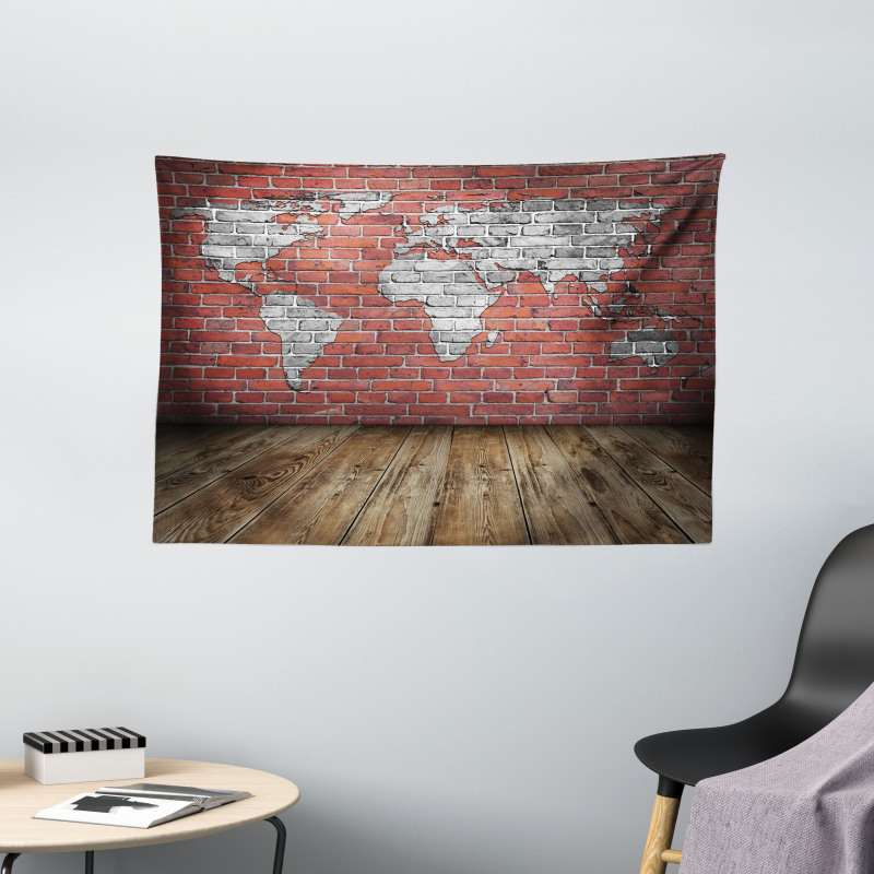 Rustic Old Grunge Map Wide Tapestry