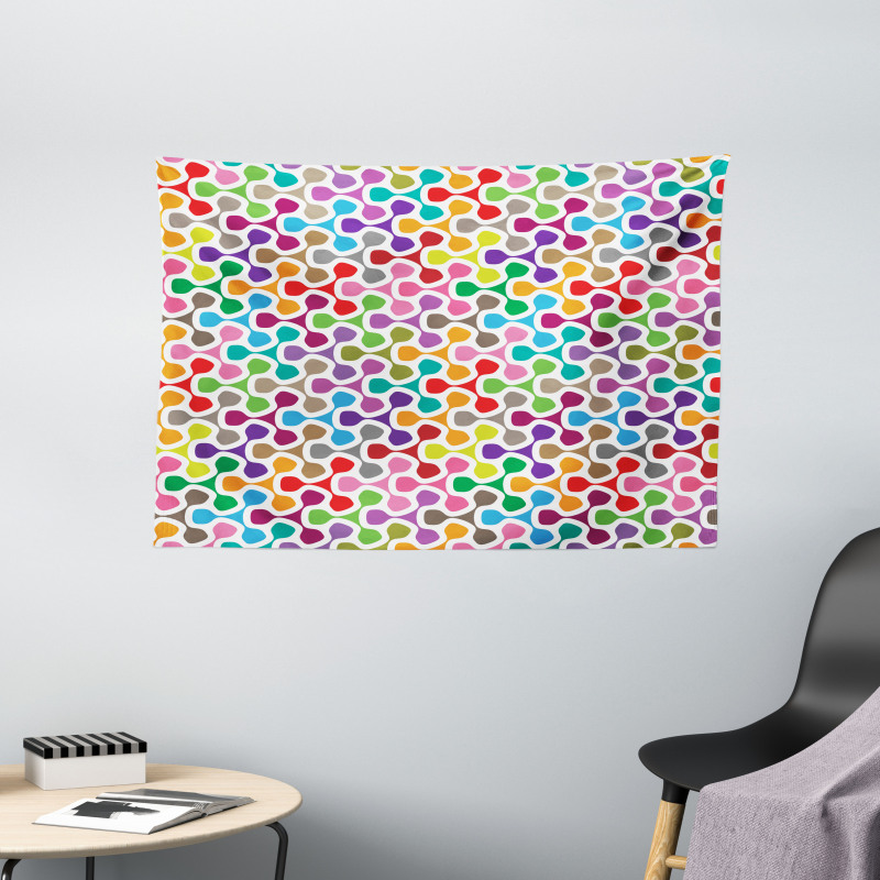 Colorful Curve Pattern Wide Tapestry