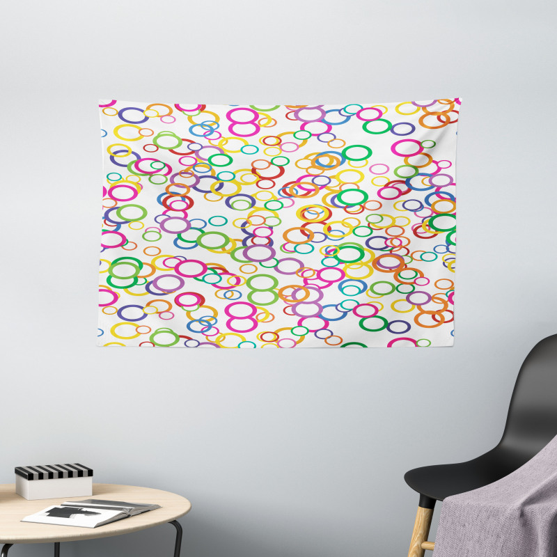 Colored Geometric Circle Wide Tapestry